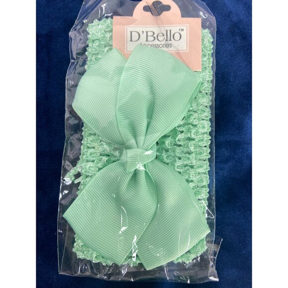 d'Bello Accessories Mint Green Infant Girl Headband With Bow - Picture 5 of 6